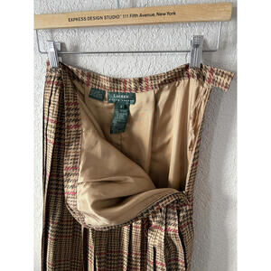 100% Silk VTG Y2K Lauren Ralph Lauren Pleated Midi Skirt Browns Size 4